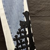 新作 クロムハーツ 激安通販 の黒い大きな十字架の合皮カップルのマイクロラッパジーンズ