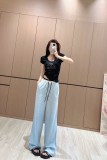 稀少 プラダ コピーおすすめ のドローストリング天糸ジーンズ