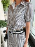 ★超人気 プラダ n級品 のストライプ柄半袖シャツパンツスーツ