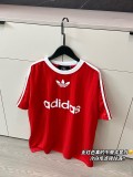 使い勝手良し アディダス コピーおすすめ のシルクのユニホーム赤の半袖Tシャツ