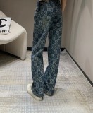一目惚れ♪  ルイヴィトン 激安偽物 2025 SS LV老花満印デニムストレートパンツ