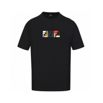 新作 フェンディ スーパーコピー のダブルF刺繍ロゴラウンドネック半袖Tシャツ