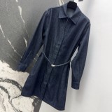 使い勝手良し フェンディ 激安偽物 の洗水原色デニムシャツ襟長袖ワンピース