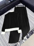大人気 セリーヌ 偽物通販 の25 ssベルベットジョイントねじ編みジッパーコートにルーズウエストパンツスーツ2色