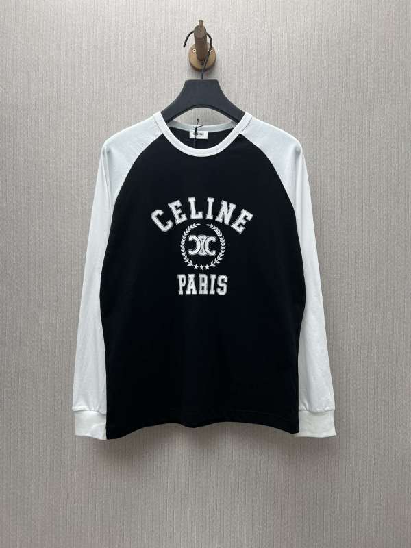【限定】 セリーヌ コピー の25 ss新型プリントゆったりタイプラグランスリーブTシャツ