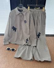 追跡付 クロムハーツ 偽物通販 の刺繍クロスチェックシャツロングパンツセット