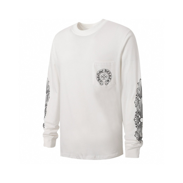 日本未入荷 クロムハーツ  n級品 の 25 ss 25 ssリール馬蹄サンスクリットプリント爆金長袖Tシャツ