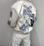 一目惚れ♪  ルイヴィトン 激安偽物 アンズ色のウサギの8兄の刺繍の野球服のコート