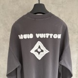 高品質 ルイヴィトン 激安通販  LV新型布張り刺繍長袖衛衣Tシャツ