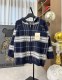 超奇跡の入荷☆ バーバリー コピー の25 ssクラシックレザージッパー連帽ブルーチェックウールニットジャケット