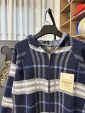 超奇跡の入荷☆ バーバリー コピー の25 ssクラシックレザージッパー連帽ブルーチェックウールニットジャケット