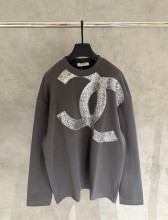 入手困難 シャネル 激安通販 の新型ビーズ刺繍重量ポンド長袖衛衣Tシャツ