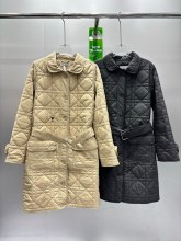 ★超人気 ディオール スーパーコピー の2025SS秋冬戴妃藤格紋回目クリップ綿襟ロングコート2色