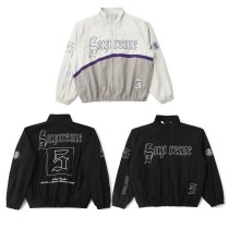 追跡付 シュプリーム コピー Supremeロゴプリント スタンドカラー ジップアップジャケット2色
