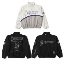 追跡付 シュプリーム コピー Supremeロゴプリント スタンドカラー ジップアップジャケット2色