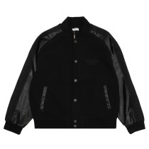 累積売上総額第１位！ディオール n級品 の2026 ssパッチレザースリーブ 刺繍ベースボールジャケット