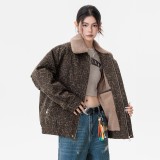 稀少 プラダ n級品 の2026SSファー裏地 レオパードプリント スタンドカラーコート2色