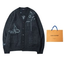超奇跡の入荷☆ ルイヴィトン 激安通販 2026SS折れ線の老花刺繍Vネックニットカーディガン
