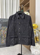 日本未入荷 ルイヴィトン 激安通販 2026SS重工グラデーションウォッシュ アルファベットロゴ プリントデニムジャケット