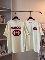 入手困難 グッチ n級品 の2026SSタオル刺繍ダブルリングシリーズ半袖Tシャツ