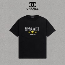 大人気 シャネル 激安偽物 の2026SSプリントロゴオールインワントレンド丸首半袖Tシャツ