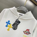 使い勝手良し クロムハーツ コピー の2026SS グラフィティプリントシール刺繍連帽パーカー