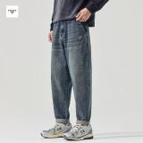 新作 プラダ n級品 の2026SS新しい2色の重工業水洗刺繍アメリカ式復古工具洗い旧マイクロコーンストレートジーンズ