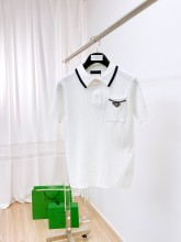 【限定】プラダ スーパーコピー の2026SSメンズ開襟ニット半袖Tシャツ