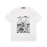 追跡付 ルイヴィトン コピーおすすめ 2026SS フロック発泡プリントラウンドネック半袖Tシャツ