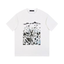 追跡付 ルイヴィトン コピーおすすめ 2026SS フロック発泡プリントラウンドネック半袖Tシャツ
