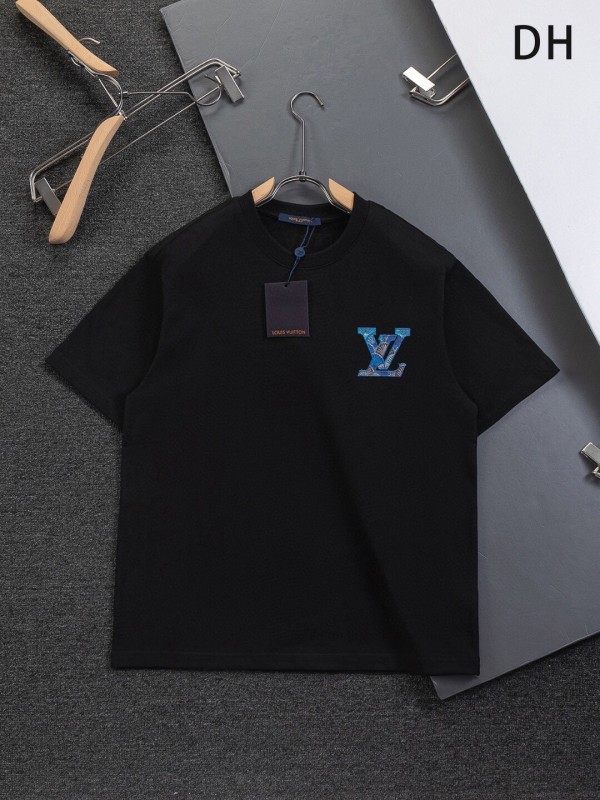 超話題! ルイヴィトン コピーおすすめ 2026SS 刺繍ラウンドネック半袖Tシャツ