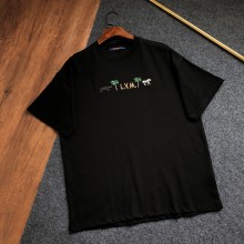 追跡付 ルイヴィトン コピーおすすめ 2026SS 刺繍ロゴラウンドネック半袖Tシャツ
