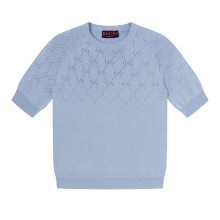 日本未入荷 グッチ 激安通販 の2026SS ニットレディース透かし丸首菱格子定番柄半袖