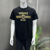 入手困難 ヴェルサーチ 偽物通販 2026SSゴールドプリントクルーネック半袖Tシャツ