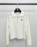 追跡付 シャネル n級品 の2026SS アルファベット刺繍透かし編みニット長袖2色