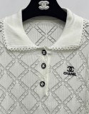 追跡付 シャネル n級品 の2026SS アルファベット刺繍透かし編みニット長袖2色
