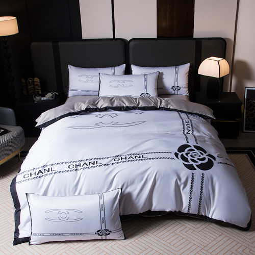 人気No1★ シャネル 2026新作 掛け布団カバーセット4点 ダブルサイズ/キングサイズベッド シルクベッドカバー 新居寝具用品