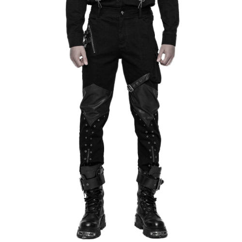 Punk Casual PU leather Men's Trousers
