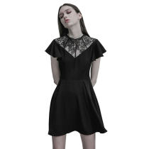 Gothic Lace Stitching V-collar Women's Dress