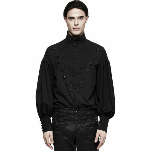 Gothic Gorgeous Disc Floret Long Sleeve Men's Shirt Black