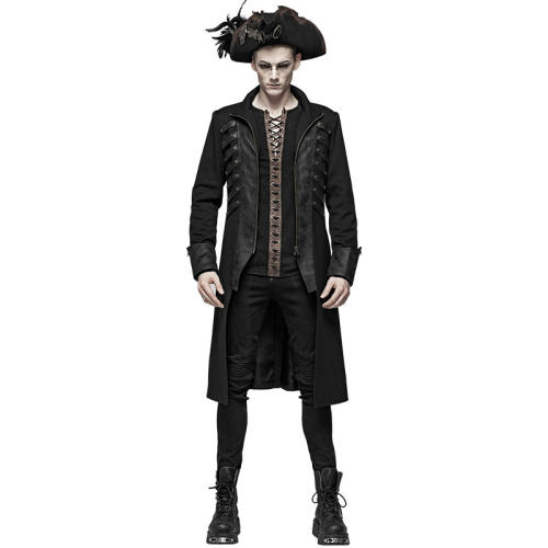 Steampunk Stand-up collar Mid-length Men’s Coat