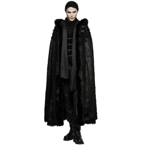 Gothic Witch Long Fur Black Men's Cloak
