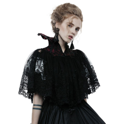 Gothic bat women's black short cloak
