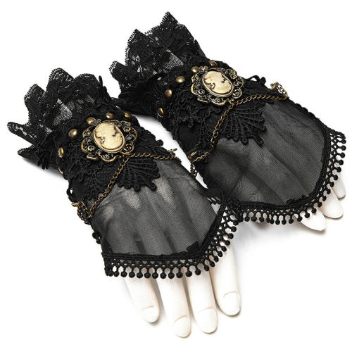 Steam punk women's black Gloves