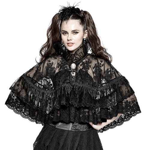 Lolita lace double layer women's black cloak