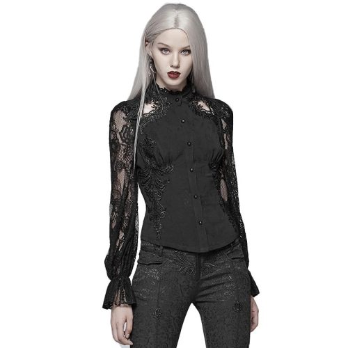 Gothic Gorgeous Lace Slim-fitting Women’s Shirt