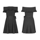 Gothic off-the-shoulder ruffled women's dress