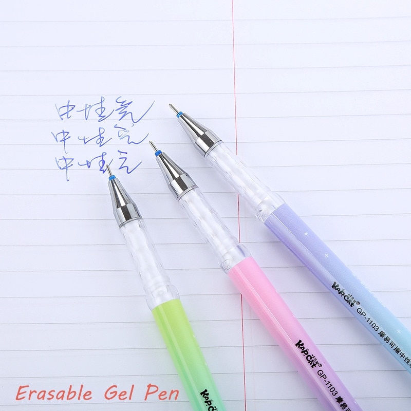 3pcs 0.38mm Kawaii Erasable Pen Black Blue Magic Gel Pen School Office Writing