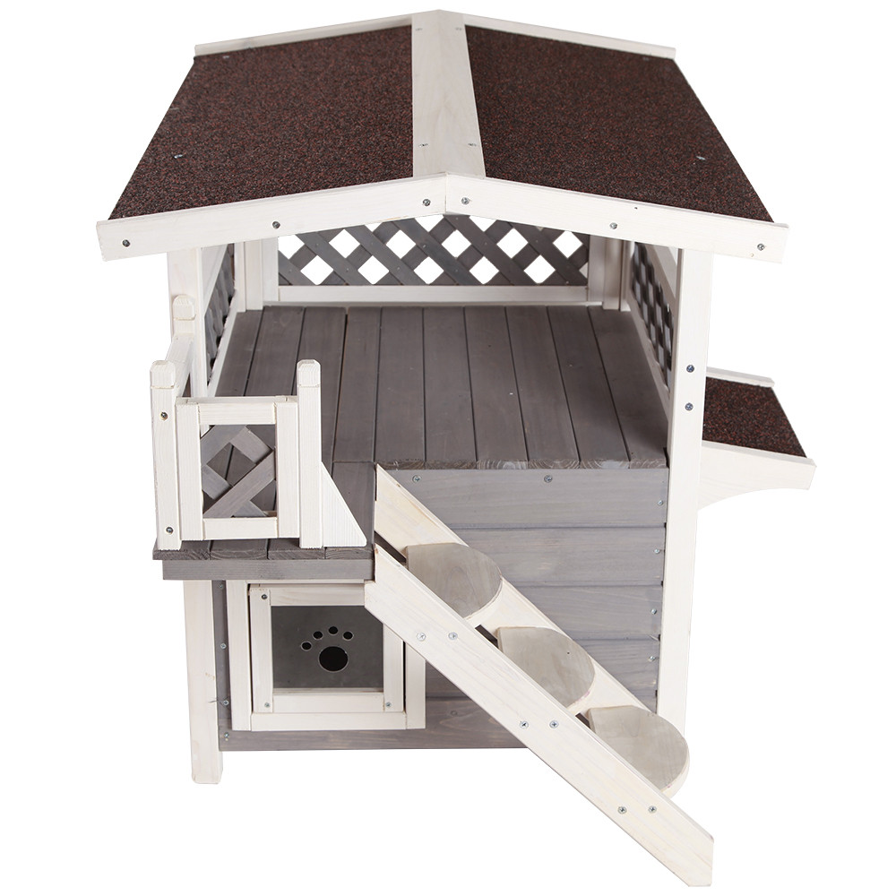 Us 129 99 Petsfit 2 Story Outdoor Weatherproof Cat House With