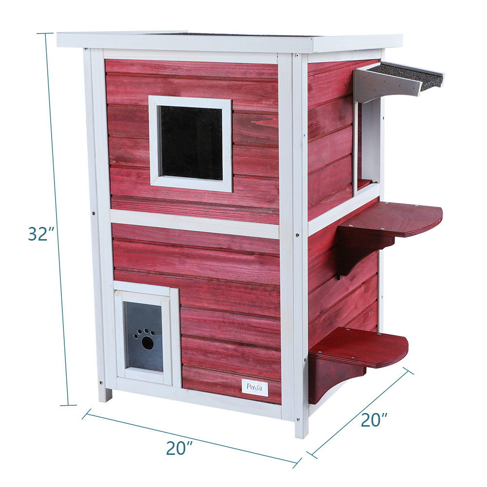 Us 129 99 Petsfit 2 Story Weatherproof Outdoor Kitty Cat House